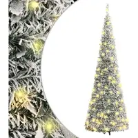 Syfax Sapin de Noël artificiel escamotable avec neige floquée 150 LED