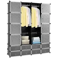 EINFEBEN 20 cubes Blanc Système d'étagères Armoire Penderie plastique DIY Penderie avec portes Penderie pour chambre d'enfant Chambre à coucher facile à monter
