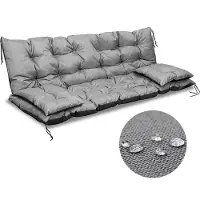AIO Factory Ensemble de coussins de jardin pour banc, chaise, balançoire, patio, coussin décoratif imperméable, gris 120X60X50 cm