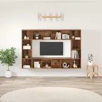 Prolenta Meuble TV exclusif - Ensemble de 4 pièces en bois de couleur marron