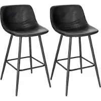 Merkloos Tabourets de bar – Noir – Simili cuir – Ergonomiques – Hauteur d'assise 63 cm – Lot de 2 – RevêtementPolyuréthane+ structure métallique