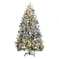 Syfax Sapin de Noël artificiel articulé 300 LED et boules 210 cm