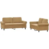 Syfax Ensemble de canapés 2 pcs avec coussins Marron Velours