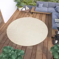 Tapiso Tapis Rond Outdoor Indoor Salon Chambre Design Moderne Terrasse Balcon Crème 80 x 80 cm