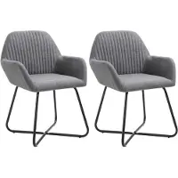 Syfax Chaises à manger lot de 2 gris foncé tissu