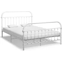 Syfax Cadre de lit sans matelas blanc métal 140x200 cm
