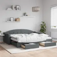 Prolenta Maison Exclusive - Canapé-lit convertible avec tiroirs, gris foncé, 90 x 200 cm, tissu
