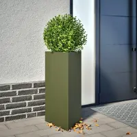 Prolenta Maison Exclusive - Lot de 2 bacs à plantes vert olive, forme triangulaire, 40 x 34,5 x 75 cm, acier