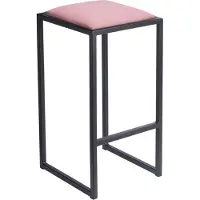 Ferro Tabouret de bar 64 cm Rose - Tabouret de bar moderne en métal sans dossier de style loft avec assise rembourrée