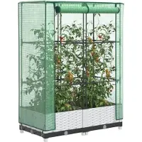 Prolenta Maison Exclusive - Potager surélevé avec serre intégrée, aspect rotin, 80 x 40 x 123 cm