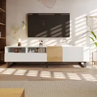 Merax Lowboard Armoire TV de campagne avec 2 tiroirs et espace de rangement Table TV Board, Buffet TV en bois, largeur 180 cm