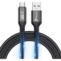 Reagle Câble USB A vers USB C 3m - Charge rapide PD 60W QC4 - Câble de données USB 3.2 Gen2 10Gbps - Câble de charge pour smartphone ordinateur portable tablette