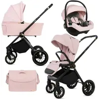 BabyLux Poussette 3en1 Set Rosso, Rose, Pliable Léger Set De Poussettes Combinées Baignoire Pour Bébé, Buggy , Siège Auto I-Size et Plus D'accessoire
