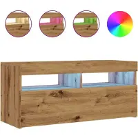 vidaXL Armoire TV avec lampes LED Chêne Artisan 90x35x40 cm