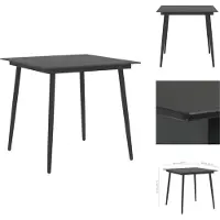 vidaXL Table de jardin noire 80x80x74 cm Acier et verre - Tables de jardin