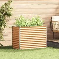 Prolenta Maison Exclusive - Jardinière surélevée, couleur marron clair, 98 x 50 x 68 cm, en acier galvanisé