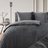 Blumtal literie 200x200 & 2x 80x80cm Cashmere-Touch peluche en gris foncé