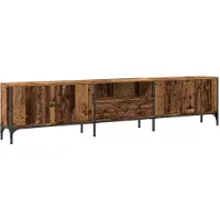 Syfax Meuble TV avec tiroir vieux bois 200x25x44 cm bois d'ingénierie