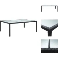 vidaXL Table de jardin noire 200x150x74 cm Poly rotin - Tables de jardin