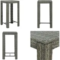 vidaXL Table de bar de jardin Gris 60,5x60,5x110,5 cm Poly Rotin - Table de bar - Table de jardin - Tables de jardin