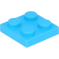 LEGO 2x2 plaques 3022 - 100 pièces bleu azur moyen