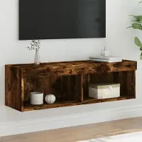 Prolenta Maison Exclusive - Meuble TV avec éclairage LED Chêne fumé 100x30x30 cm