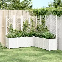 Prolenta Maison Exclusive - Bac à plantes avec treillis blanc 160x160x140 cm PP