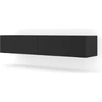 Homlando Armoire TV suspendue BINGO 160 cm NOIR MATT Lowboard TV Table TV Stand Sideboard Commode MDF Hi-Fi Table Moderne Loft Industrie Design