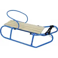 Sonstiges Luge avec dossier Luge enfant métal siège bois ; bleu