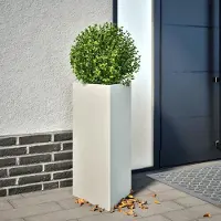 Prolenta Maison Exclusive - Lot de 2 bacs à plantes blancs triangulaires 40 x 34,5 x 75 cm en acier