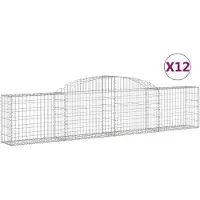 vidaXL Gabions avec arc surélevé 12 pcs. 300x30x60/80 cm Fer galvanisé