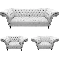 AEA Design Weiß Set Sofagarnitur 3tlg Chesterfield Wohnzimmer Modern Sessel