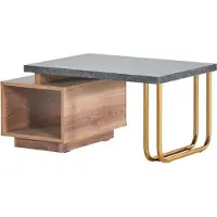 Xl Moebel Gmbh Table basse Bureau Salon Moderne Marron Gris Bicolore Étagère