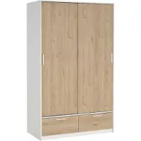 Dmora Kammuri - Armoire 2 Portes, 121x200h cm Blanc, Portemanteau