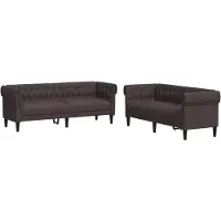 Syfax Ensemble de canapés 2 pcs marron foncé tissu