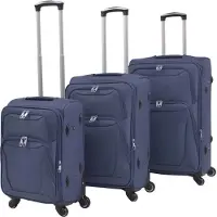 Syfax Jeu de valises souples 3 pcs Bleu marine