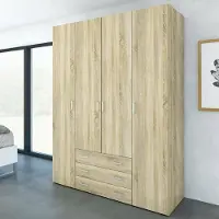 Dmora Amoruccio - Grande Armoire, 154x200h cm Chêne Marron, 9 Étagères