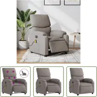 The Living Store Fauteuil de massage électrique Taupe Tissu