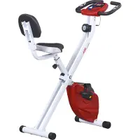 HOMCOM Vélo d'appartement pliable vélo de fitness vélo d'intérieur 8 niveaux de résistance magnétique avec dossier selle réglable écran LCD multifonction capteur fréquence cardiaque rouge