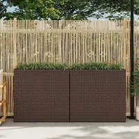 Prolenta Maison Exclusive - Jardinière surélevée avec 4 pots, lot de 2, en polyrotin marron
