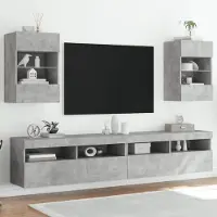 Prolenta Maison Exclusive - Armoires murales avec éclairage LED pour TV, 2 pièces, gris béton, 40 x 30 x 60,5 cm