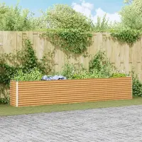 Prolenta Maison Exclusive - Jardinière surélevée, couleur marron clair, dimensions 390 x 50 x 68 cm, en acier galvanisé