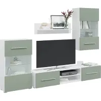 Prolenta Maison Exclusive - Meubles TV avec lumière LED 5 pcs vert olive bois d'ingénierie