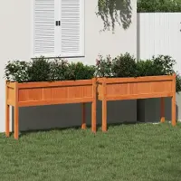 Prolenta Maison Exclusive - Bac à plantes avec pieds, 2 pièces, brun cire, bois massif de pin