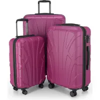 Suitline - Set de 3 valises à roulettes valise rigide 4 roulettes trolley bagage à main et bagage à main valise extensible Travel Luggage Set de bagages Hardcase ABS, TSA,Magenta