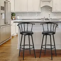 Northix 2 tabourets de bar noirs, pivotants à 360°, structure en acier, coussins en mousse