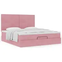 vidaXL Meubles Ottoman-lit avec matelas Rose 180x200 cm Velours - Lits Classiques 3313420