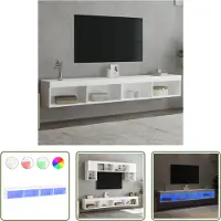 The Living Store Armoires TV avec lampes LED 2 pcs. Blanc 100x30x30 cm