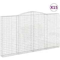 vidaXL Gabions avec arc surélevé 15pcs. 400x30x220/240cm Fer galvanisé