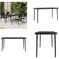 vidaXL Table de jardin noir 140x70x74 cm Acier et verre - Table de jardin à manger - Table de jardin à manger - Outdoor Esstisch - Terrassentisch